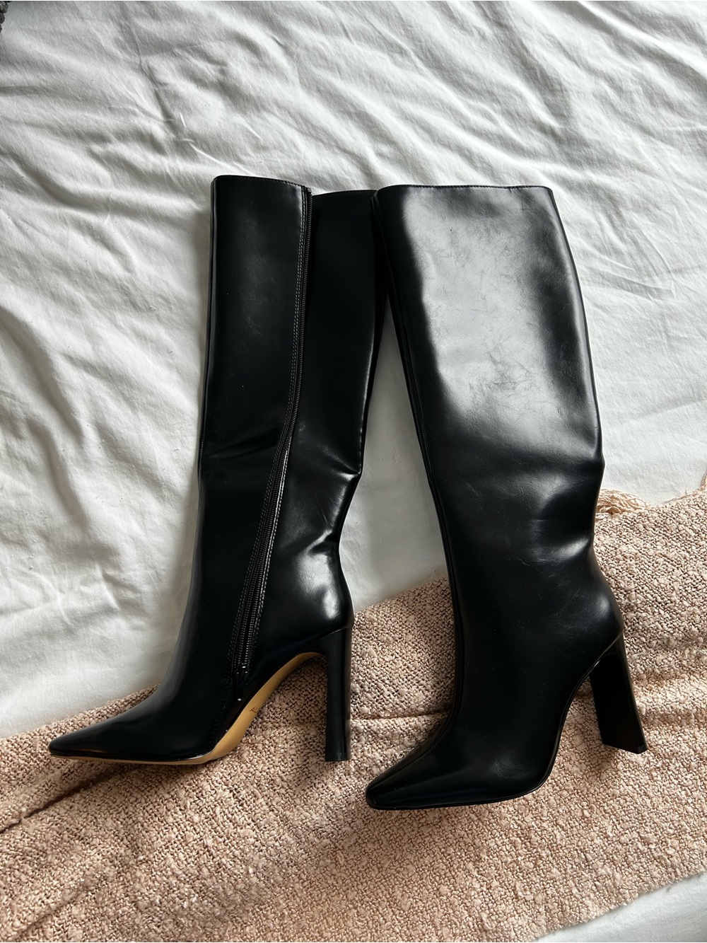 Aldo Black Pointed-Toe Knee-High Boots